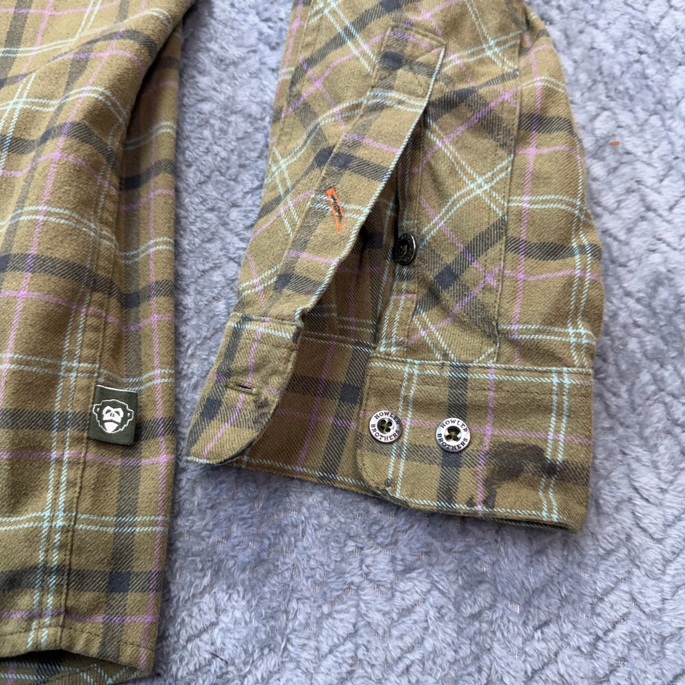 Howler Brothers Shirt Mens Large Flannel Plaid Green Cotton Blend Western Yoke - Picture 6 of 12